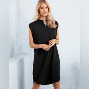 EUC Eileen Fisher Viscose Jersey Mandarin-Collar Dress Petite